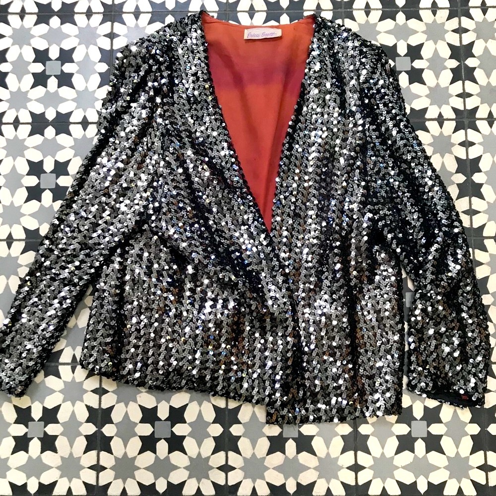 Vintage Silver Sequin Lined Jacket - Unique! - image 2
